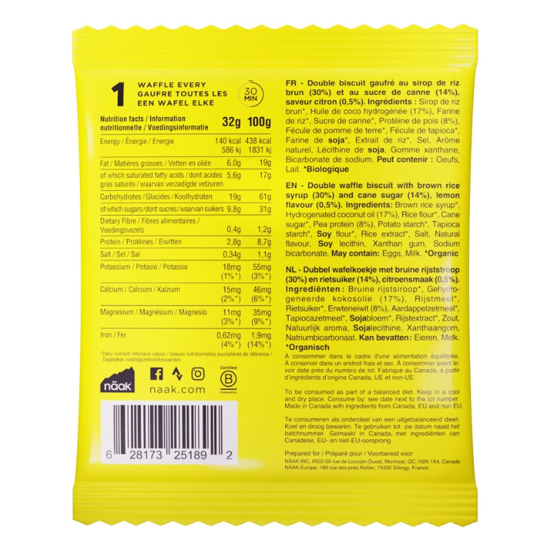 Gofre Ultra Energy Limón · Naak · 30 gramos