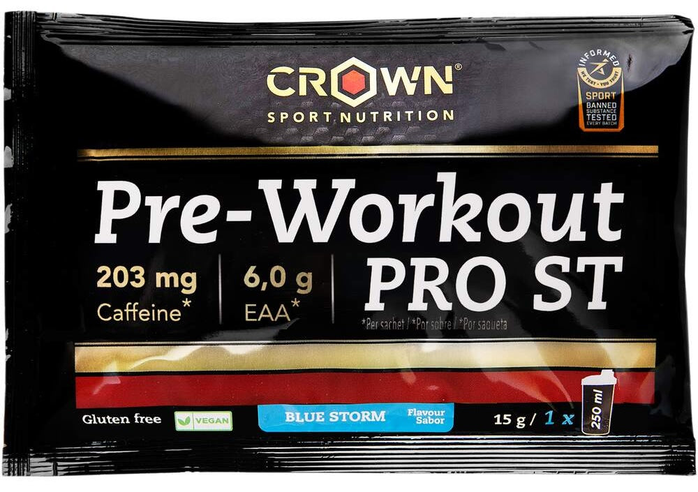 Pre-Workout PRO ST: Sabor Blue Storm · Crown Sport Nutrition · 15 gramos