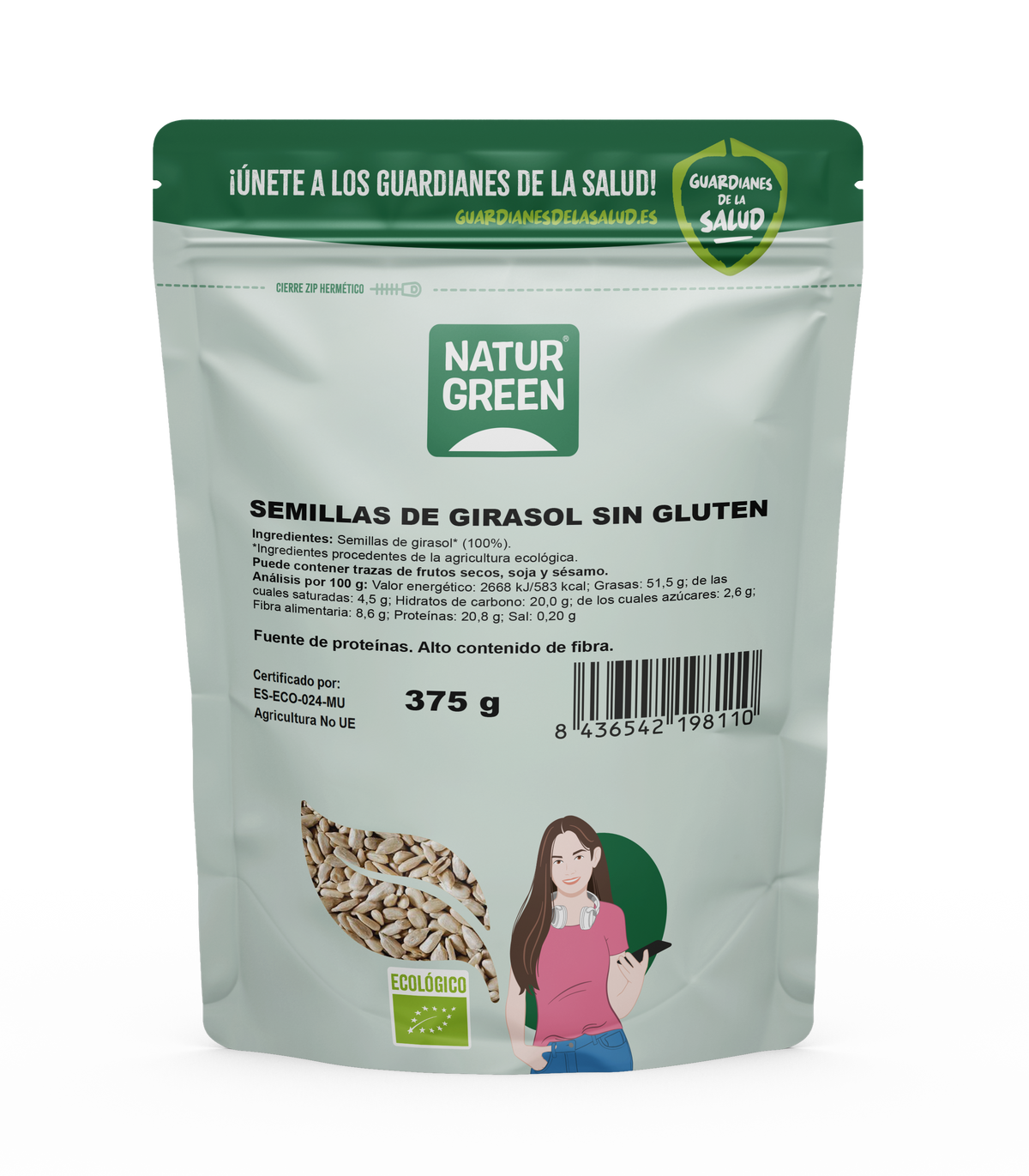 Semillas de Girasol Bio · Naturgreen · 375 gramos