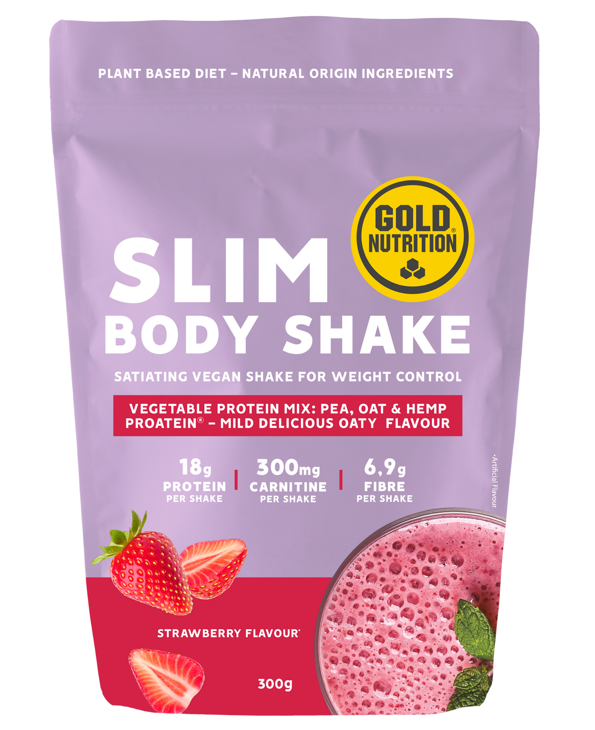 Slim Body Shake Fresa · Gold Nutrition · 300 gramos