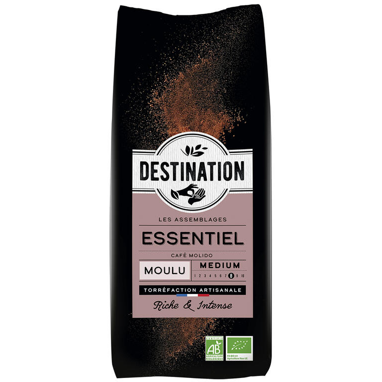 Café Essentiel Arábica + Robusta Molido BIO · Destination · 250 gramos