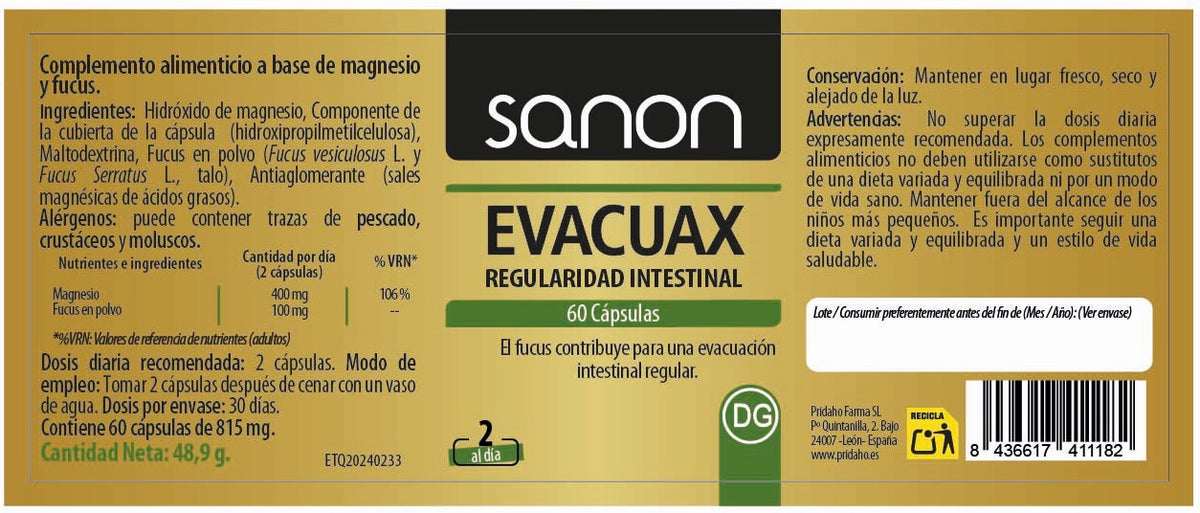 Evacuax · Sanon · 60 cápsulas