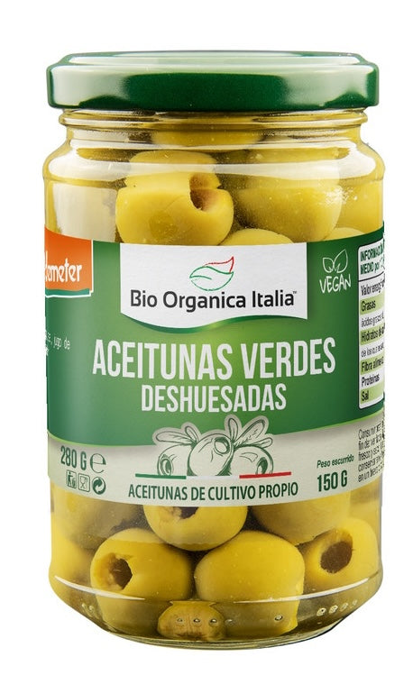 Aceitunas Verdes Deshuesadas · Bio Organica Italia · 280 gramos