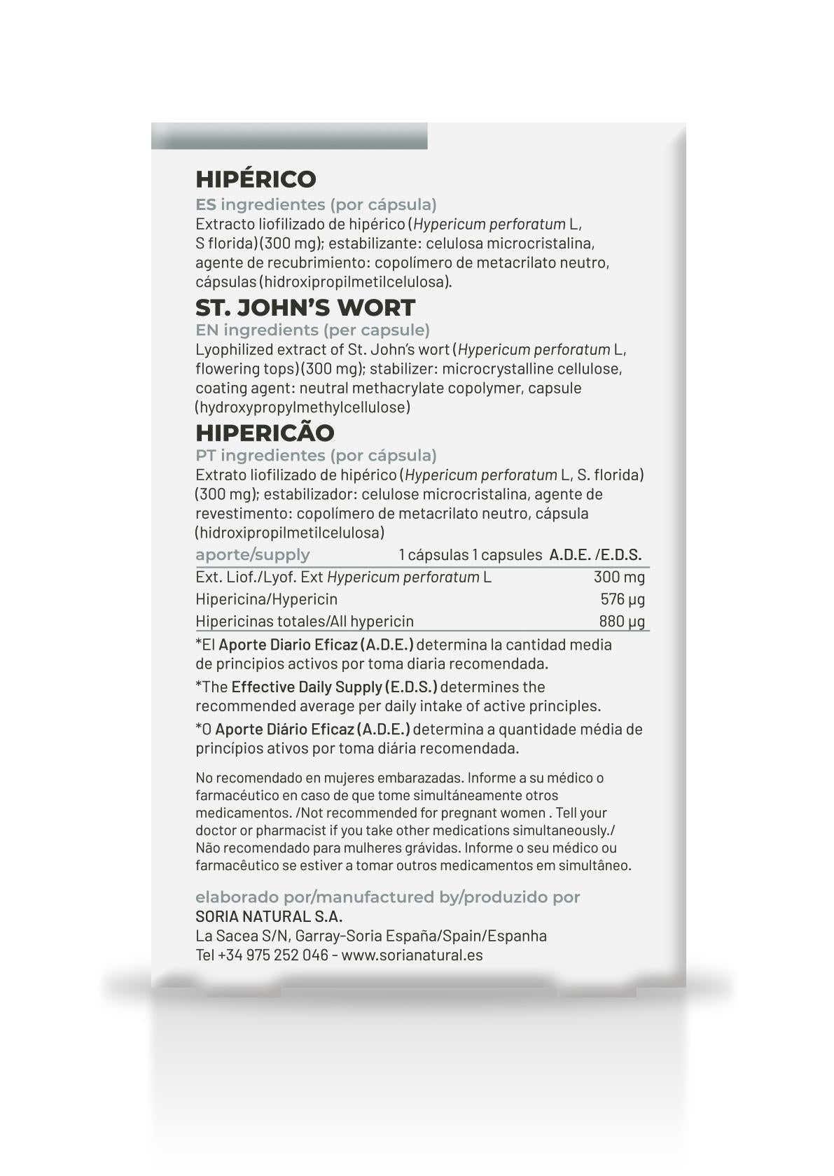 37-S Hipérico · Soria Natural · 30 cápsulas