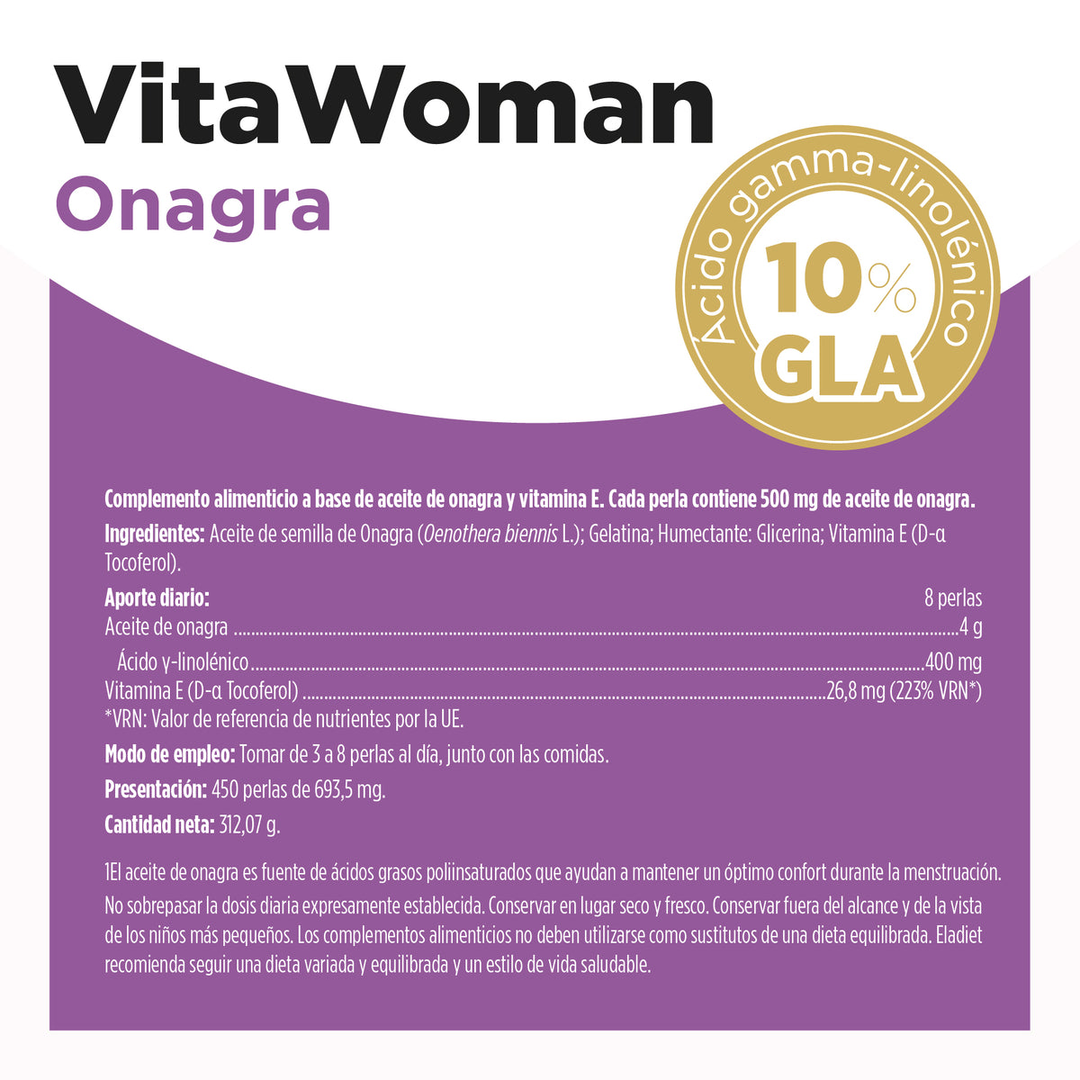 VitaWoman Onagra · Eladiet · 100 perlas