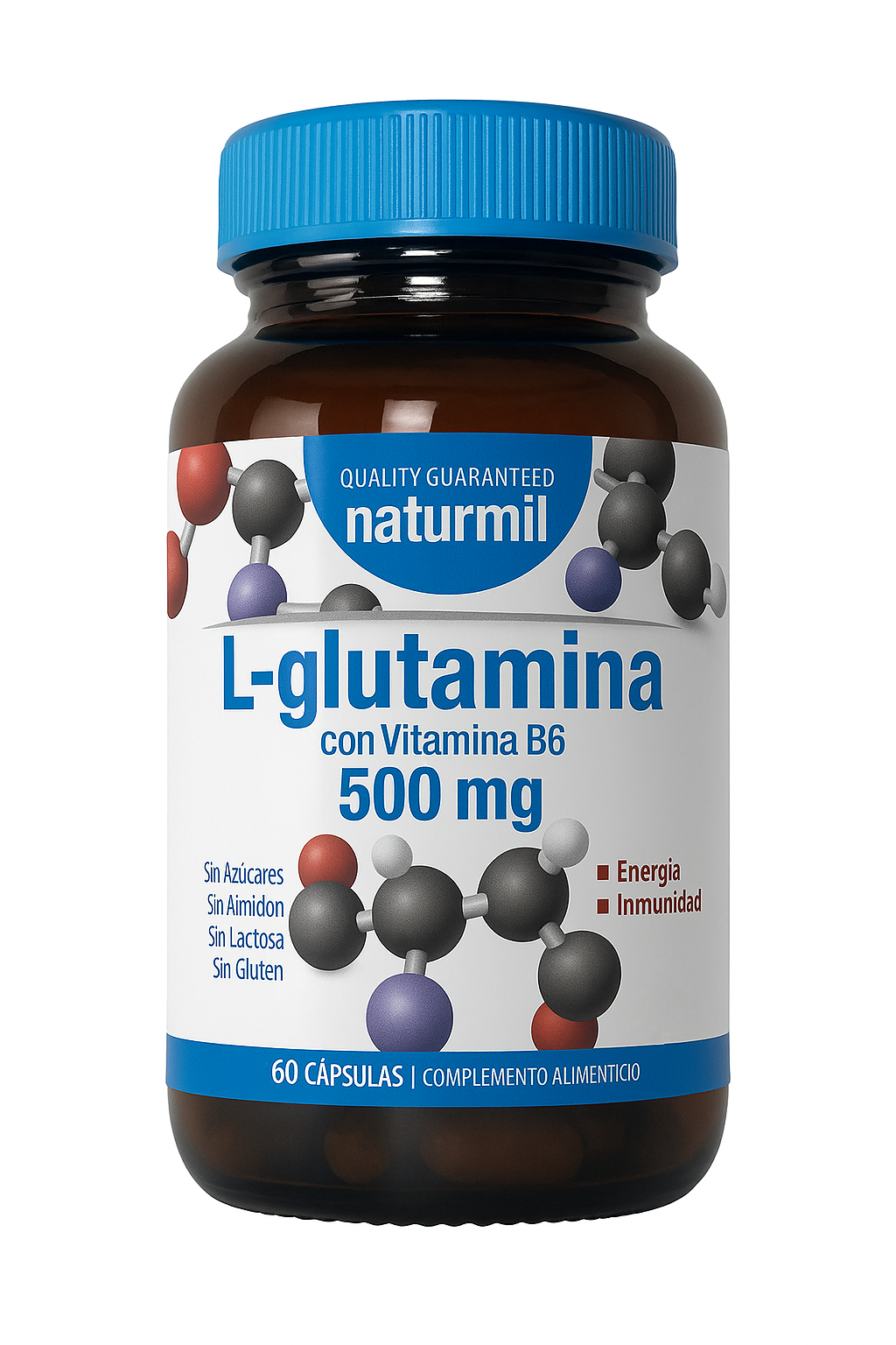 L-Glutamina 500 mg · Naturmil · 60 cápsulas