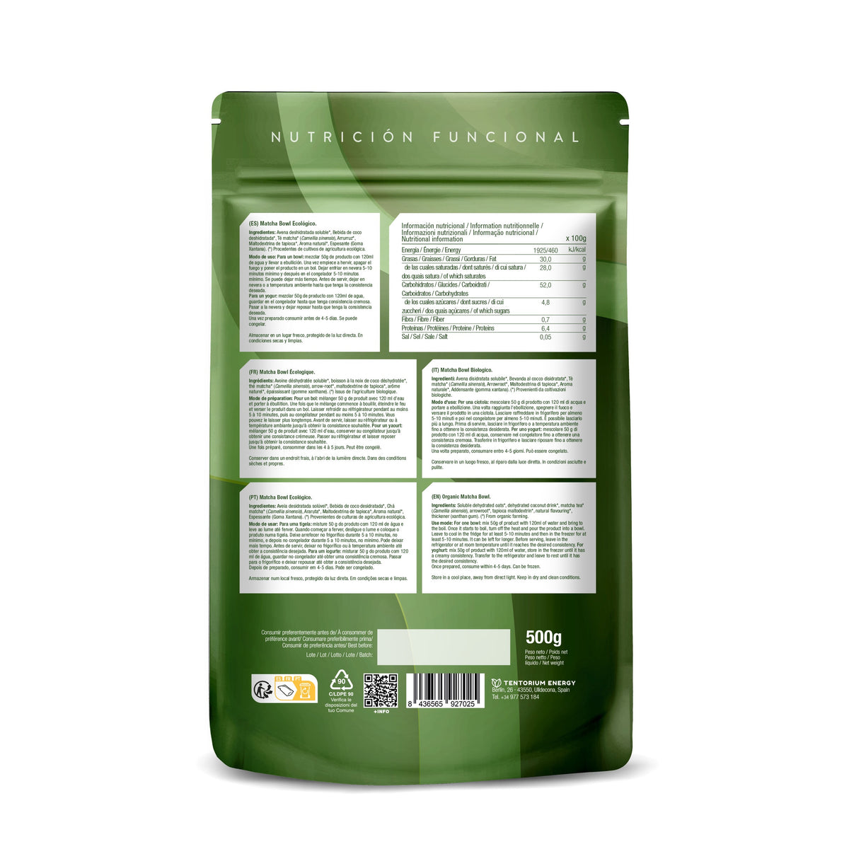 Bowl de Té Matcha Eco · Energy Feelings · 500 gramos