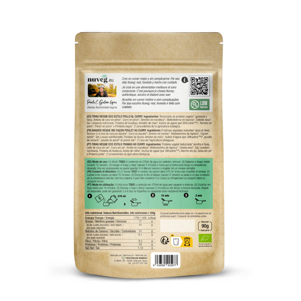 Pollo al Curry Eco en Tiras · Nuveg · 90 gramos