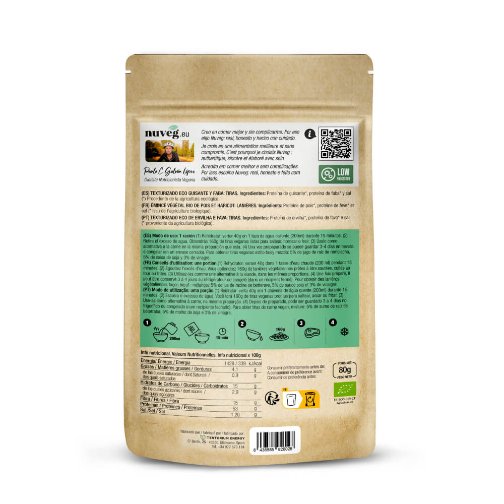 Texturizado Eco de Guisante y Faba · Nuveg · 80 gramos