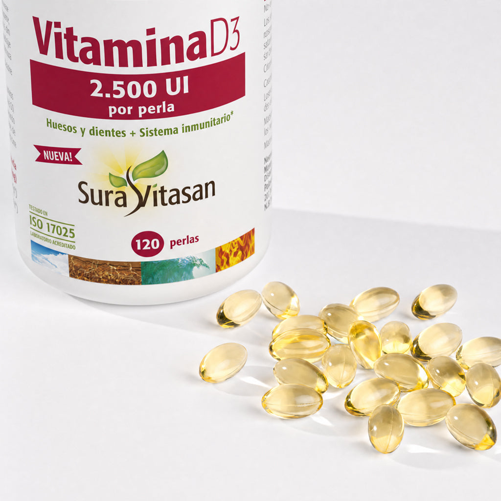 Vitamina D3 2.500 UI · Sura Vitasan — 120 perlas presentación
