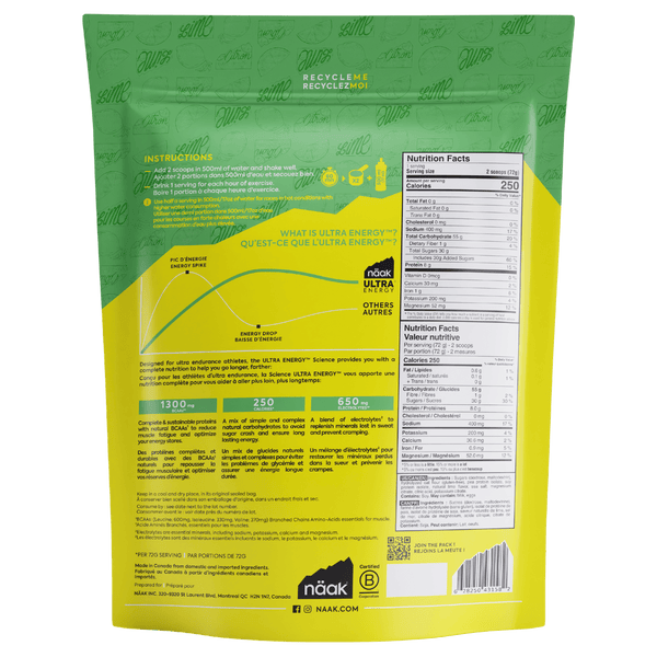 Bebida Ultra Energy Drink Mix Lima · Naak · 720 gramos