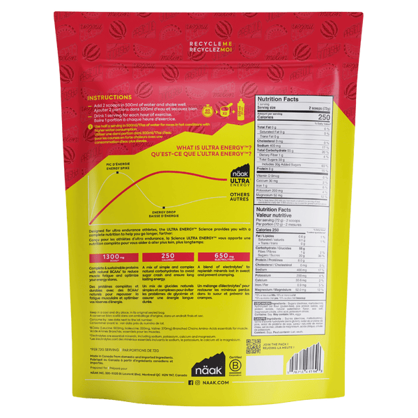 Bebida Ultra Energy Drink Mix Sandía · Naak · 720 gramos