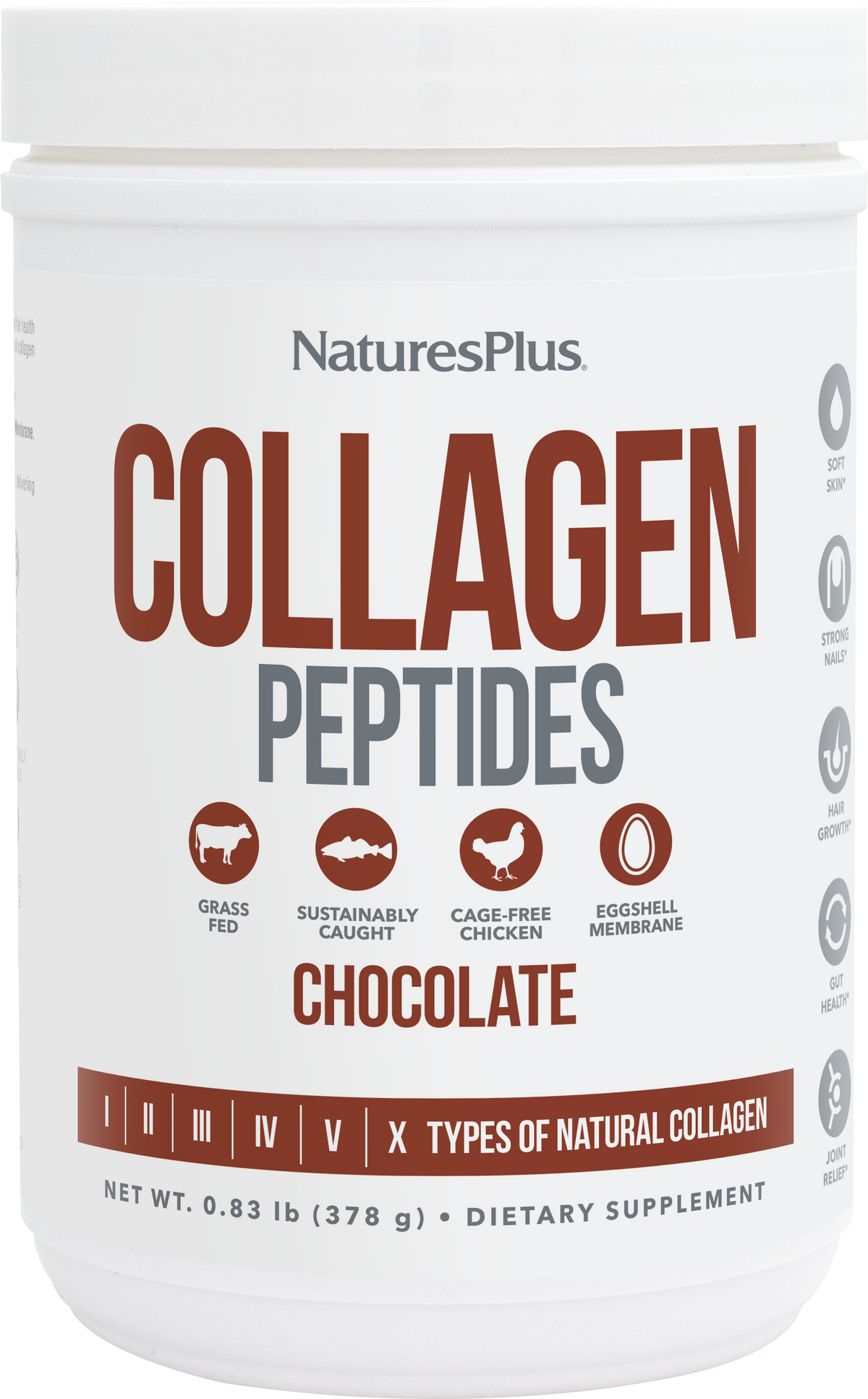 Collagen Peptides: Sabor Chocolate · Nature's Plus · 378 gramos