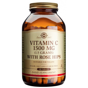 Vitamina C con Rose Hips (Escaramujo) 1.500 mg · Solgar · 180 comprimidos