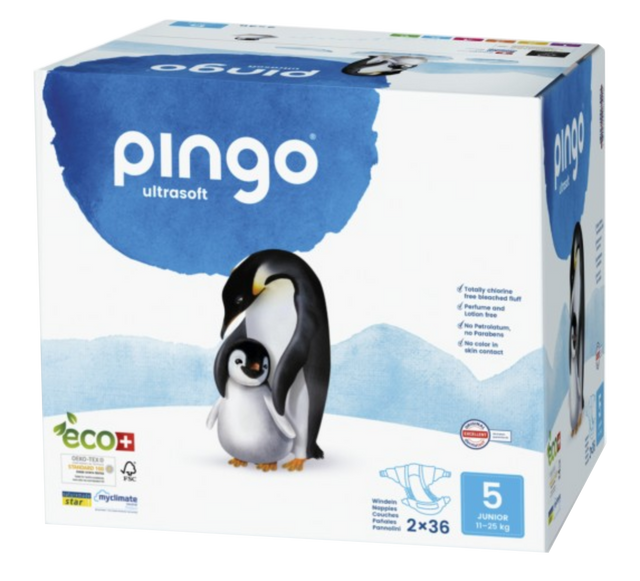 Pañales Ecológicos Talla 5 Junior · Pingo · 72 unidades