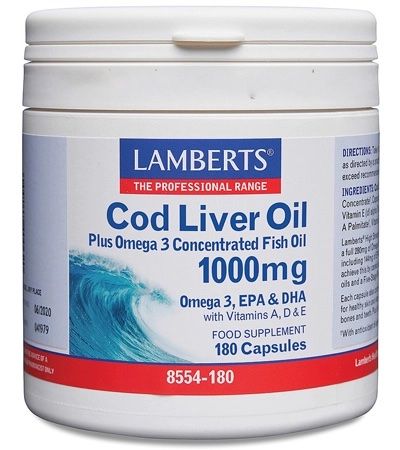 Aceite de Hígado de Bacalao 1.000 mg · Lamberts · 180 perlas
