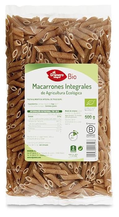 Macarrones Integrales · El Granero Integral · 500 gramos