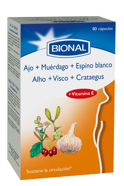Ajo + Muérdago + Espino Blanco · Bional · 80 cápsulas