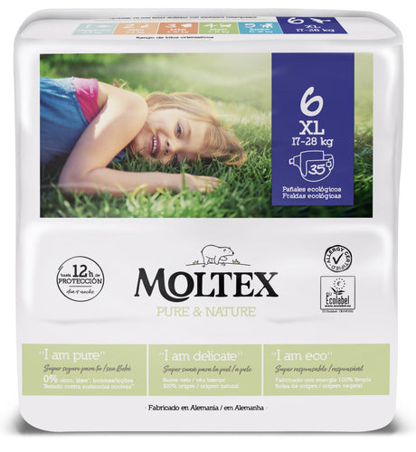 Pañales Pure & Nature Talla 6 XL · Moltex · 35 unidades
