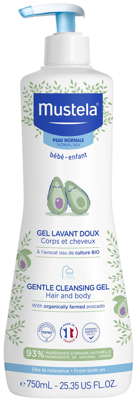 Gel de Baño Suave con Aguacate Bio · Mustela · 750 ml