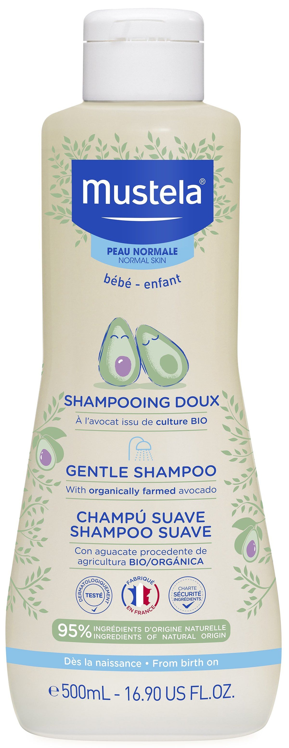 Champú Suave con Aguacate Bio · Mustela · 500 ml