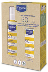 Pack Spray Solar Alta Protección SPF50 + Leche Solar para Cara Muy Alta Protección SPF50+ · Mustela