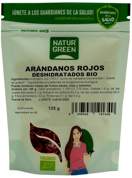 Arándanos Rojos Deshidratados Bio · Naturgreen · 125 gramos