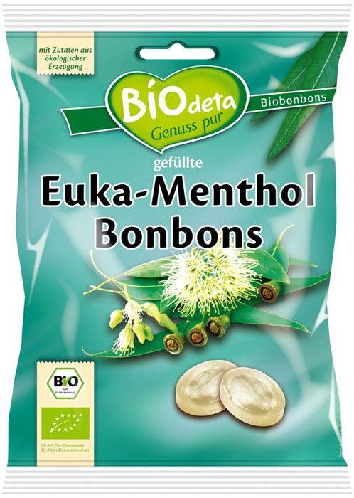 Caramelos Rellenos Eucalipto y Mentol · Biodeta · 75 gramos