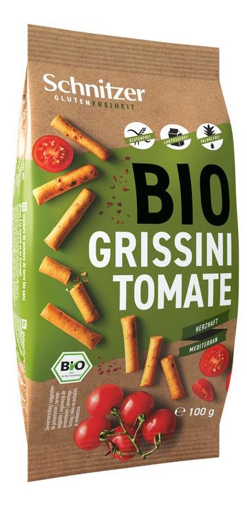 Palitos Grissini de Tomate Sin Gluten Bio · Schnitzer · 100 gramos