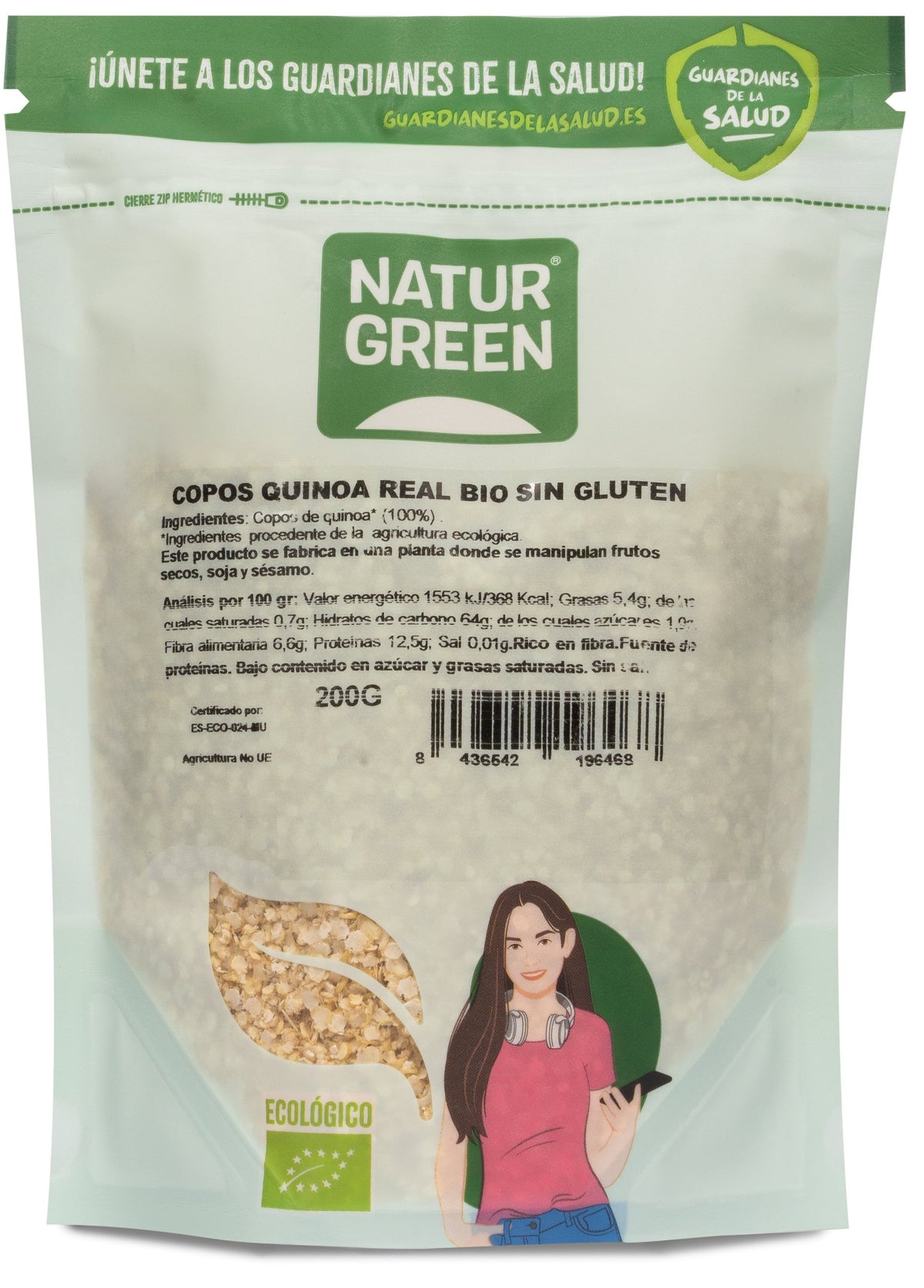 Copos de Quinoa Real Bio · Naturgreen · 200 gramos