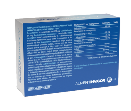 AumetinVigor · MSR Laboratorios · 16 comprimidos