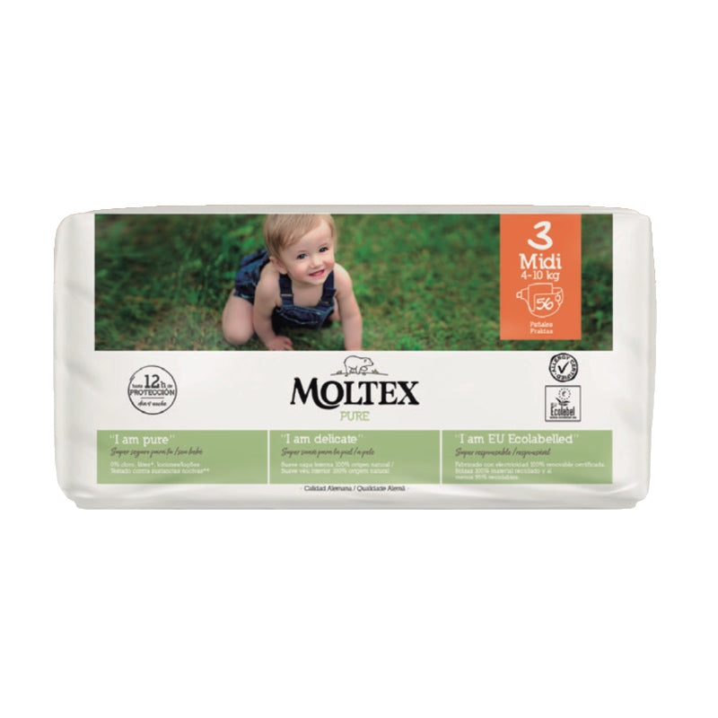 Pañales Pure Talla 3 Midi · Moltex · 56 unidades