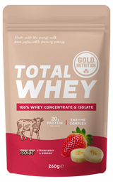 Total Whey Fresa-Plátano · Gold Nutrition · 260 gramos
