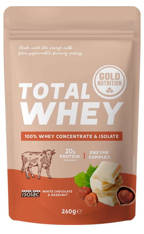 Total Whey Chocolate Blanco-Avellana · Gold Nutrition · 260 gramos