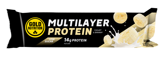 Multilayer Bar Low Sugar Plátano y Yogurt · Gold Nutrition · 50 gramos
