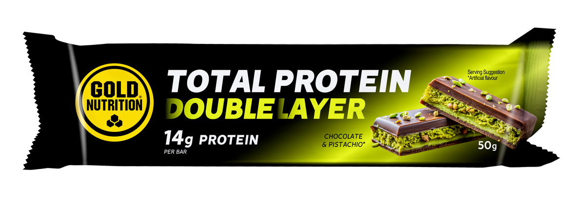 Total Protein Double Layer Chocolate y Pistacho · Gold Nutrition · 50 gramos