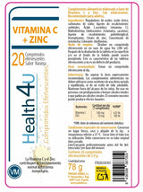 Vitamina C + Zinc · Health4U · 20 comprimidos efervescentes