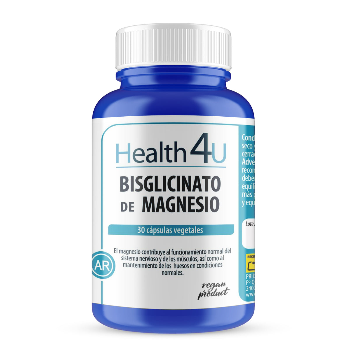 Bisglicinato de Magnesio · Health4U · 30 cápsulas
