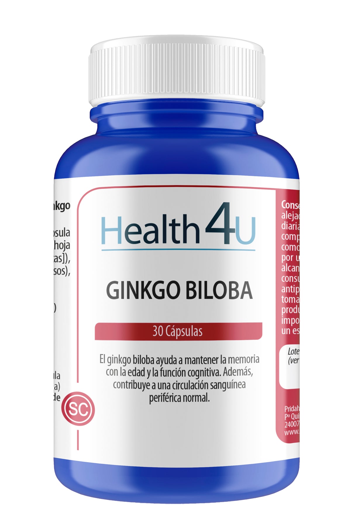 Ginkgo Biloba · Health4U · 30 cápsulas