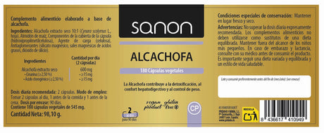 Alcachofa · Sanon · 180 cápsulas