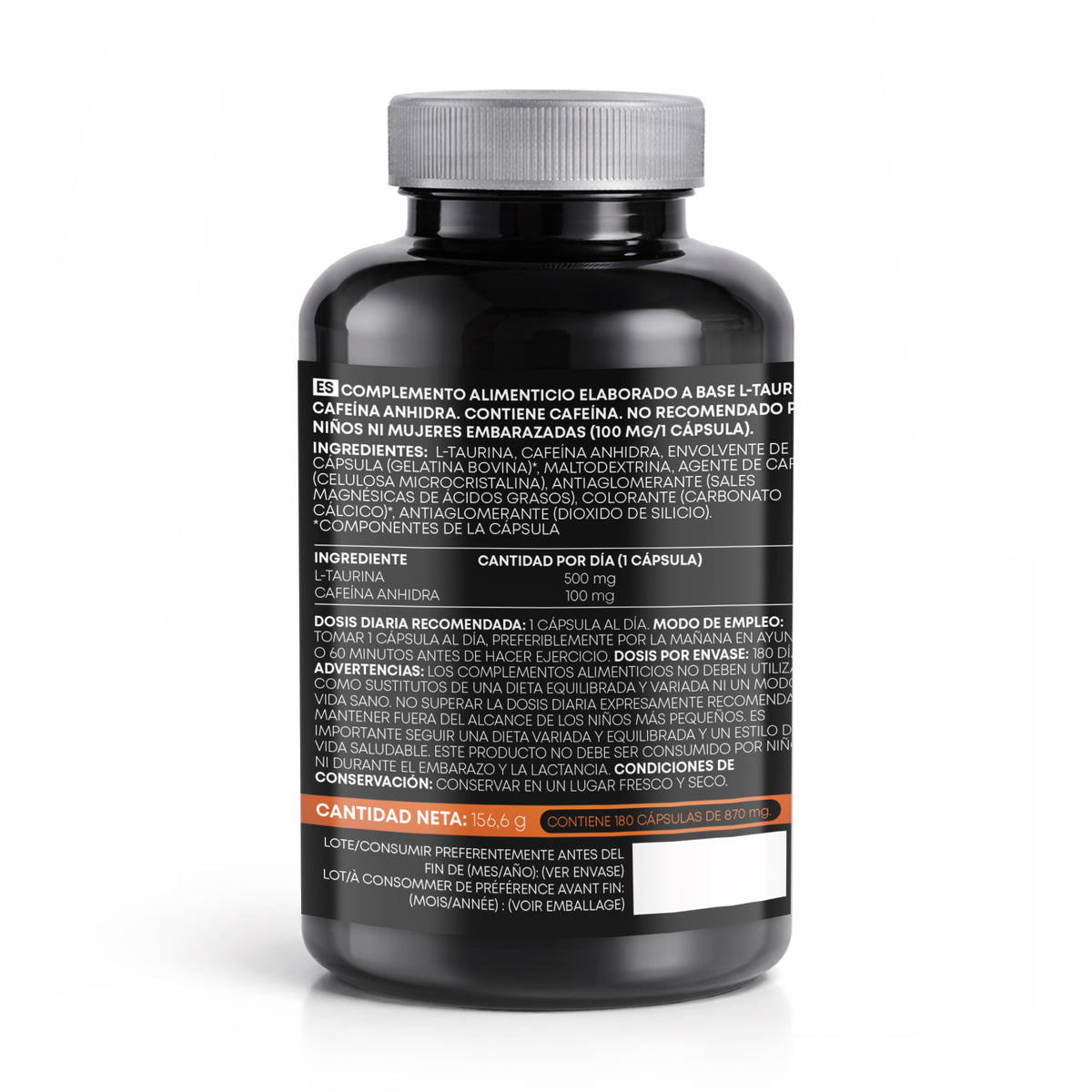 Taurina + Cafeína · Sanon Sport · 180 cápsulas