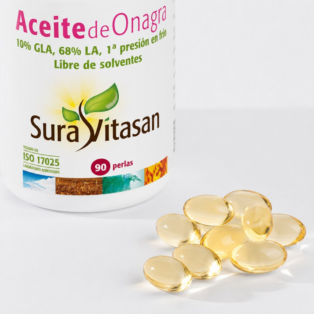 Aceite de Onagra · Sura Vitasan — detalle perlas