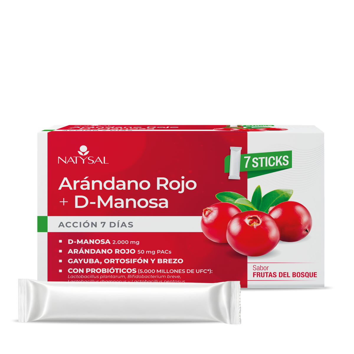 Arándano Rojo + D-Manosa · Natysal · 7 sticks