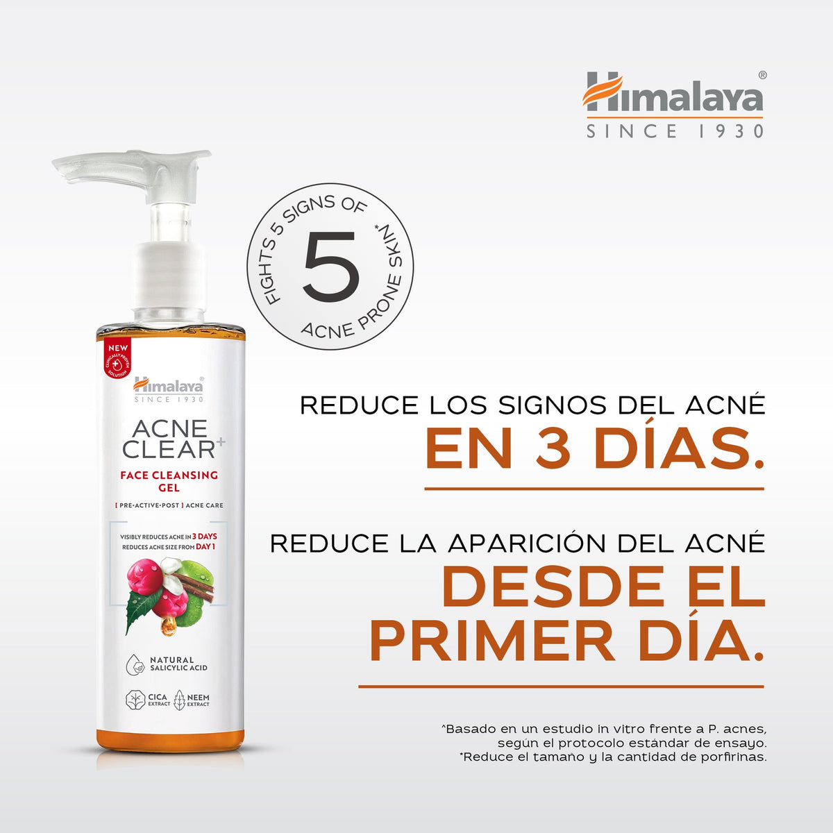 Gel Limpiador Facial Acne Clear+ · Himalaya · 200 ml