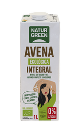 Bebida de de Avena Integral 0% azúcares Bio · Naturgreen · 1 litro