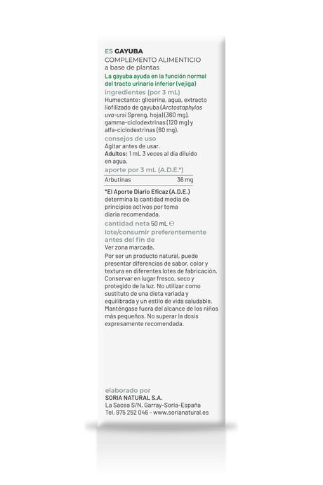 Extracto Natural de Gayuba · Soria Natural · 50 ml
