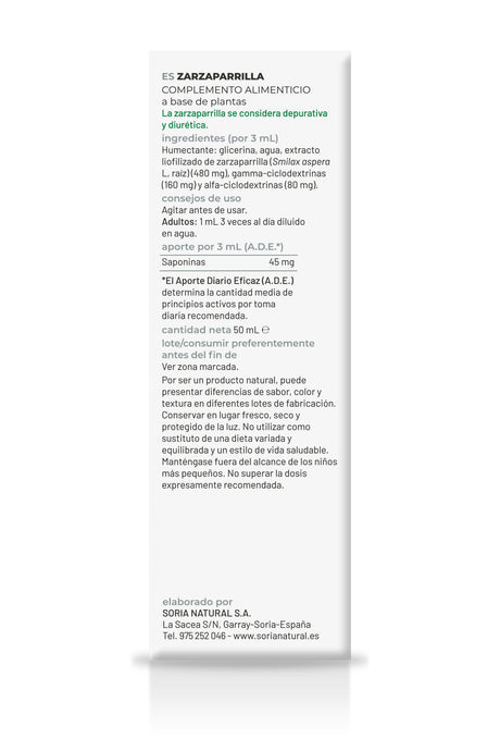 Extracto Natural de Zarzaparrilla · Soria Natural · 50 ml