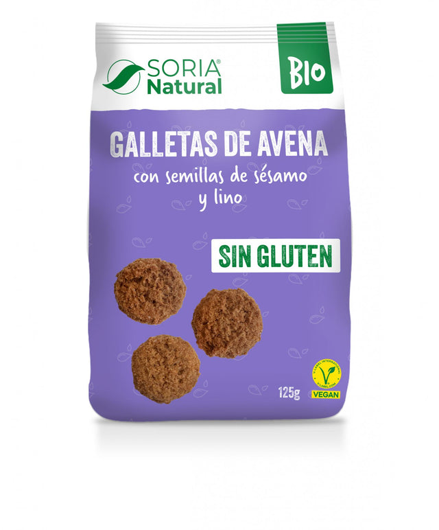 Galletas de Avena con Semillas de Sésamo y Lino BIO · Soria Natural · 125 g - 1