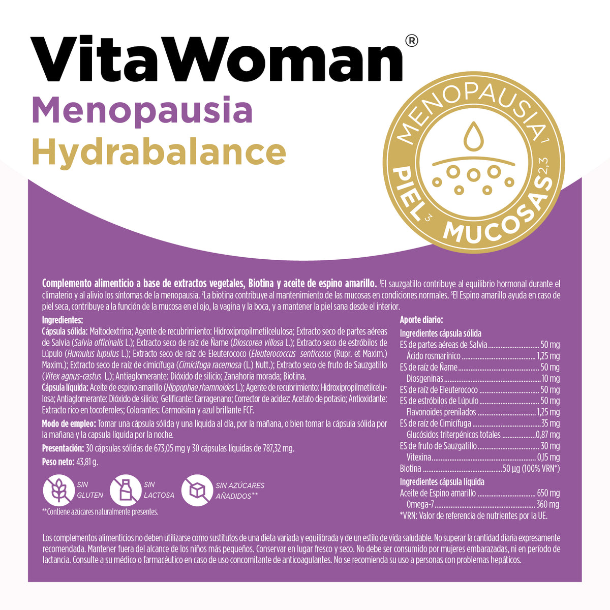 VitaWoman Menopausia Hydrabalance · Eladiet · 30+30 cápsulas