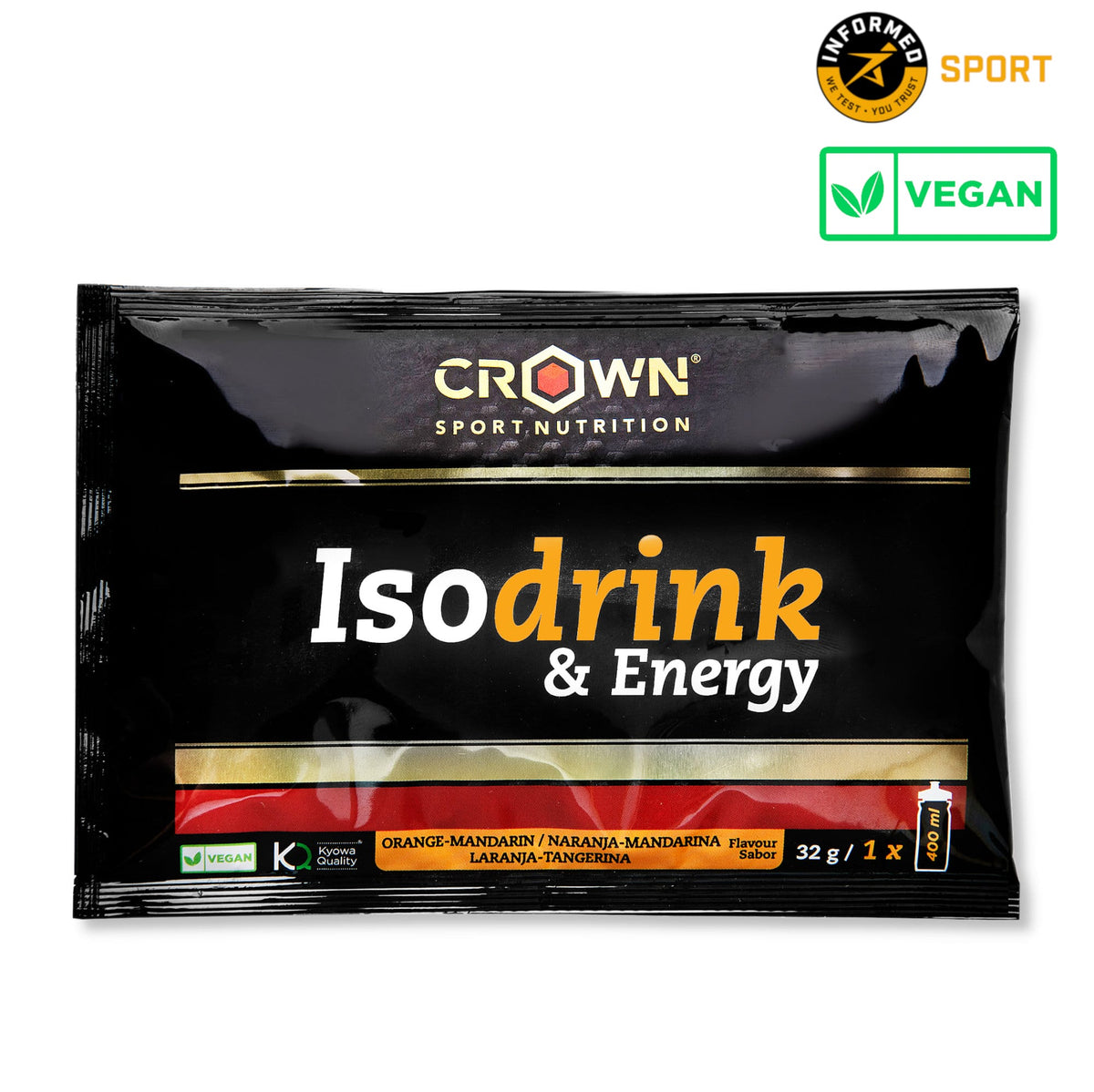 Isodrink & Energy: Sabor Naranja-Mandarina · Crown Sport Nutrition · 32 gramos